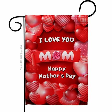 CUADRILATERO Love You Mom Family Mother Day 13 x 18.5 in. Double-Sided Decorative Vertical Garden Flags for CU3902616